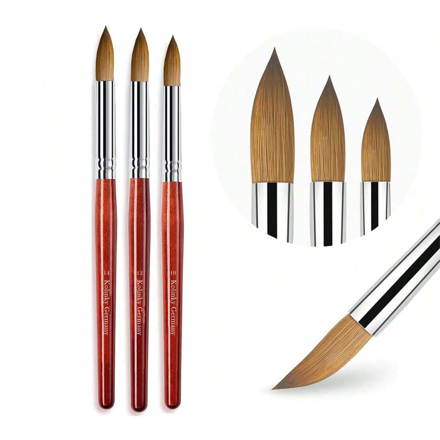 3PCS Kolinsky Mahogany Stem Ac - Nail Art Mahogany ulasan dan harga
