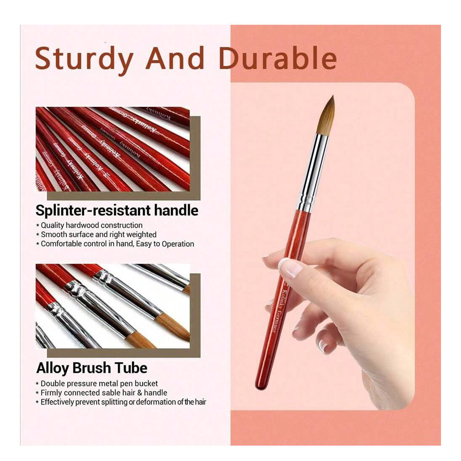 3PCS Kolinsky Mahogany Stem Ac - Nail Art Mahogany ulasan dan harga