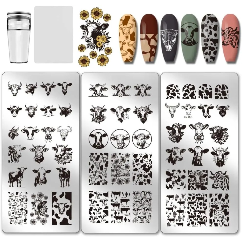 3pcs Cow-Theme Nail Stamping P - Nail Art Leopard ulasan dan harga