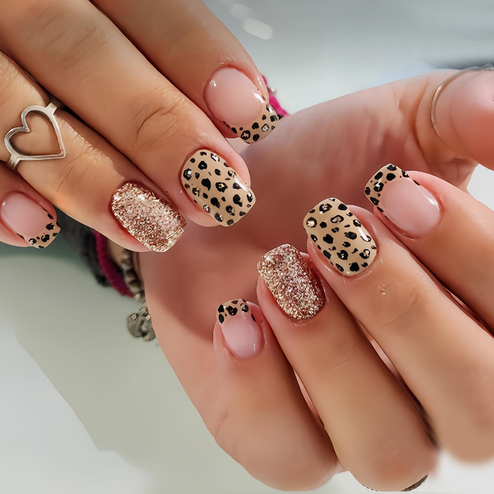 Short long fake nails for wome - Nail Art Leopard ulasan dan harga