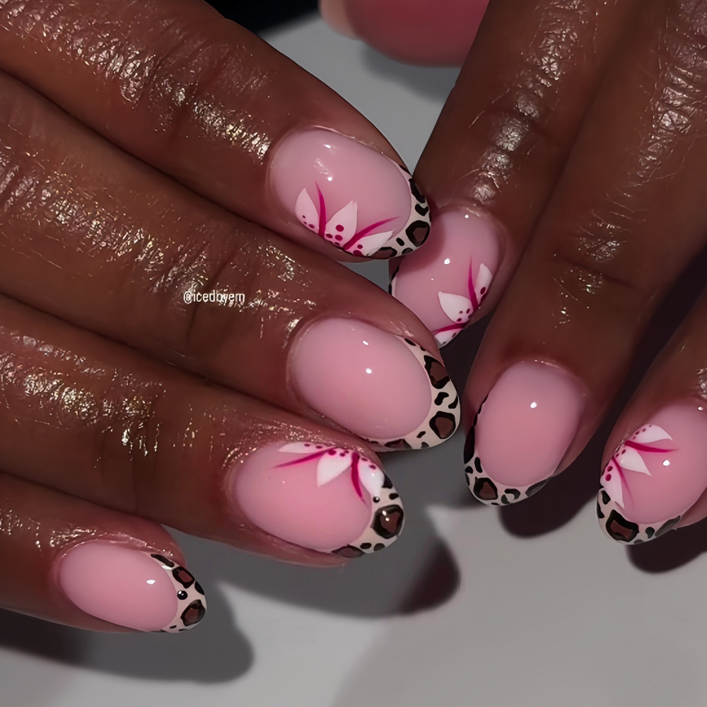 Short long fake nails for wome - Nail Art Leopard ulasan dan harga