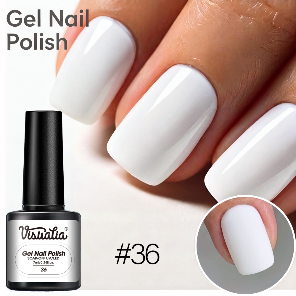 Visuatia # 36 Pure White Nail  - Nail Art Natural Simple ulasan dan harga