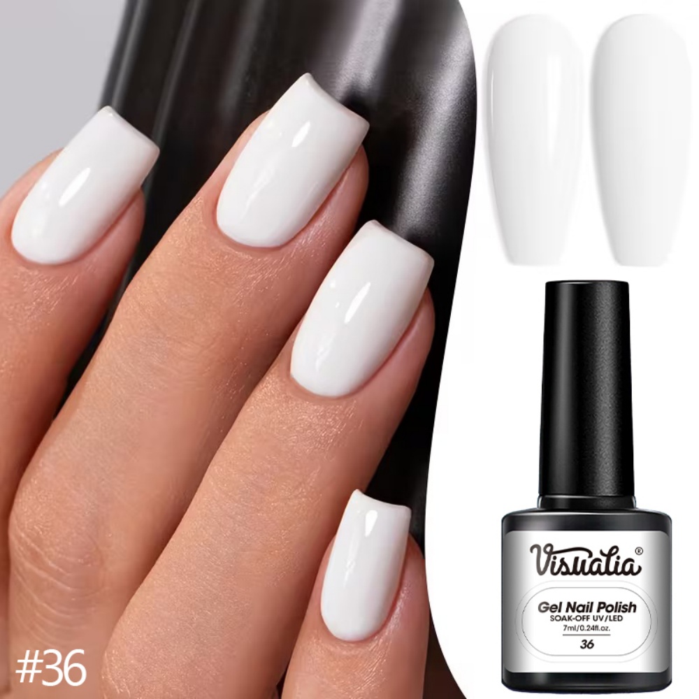 Visuatia # 36 Pure White Nail  - Nail Art Natural Simple ulasan dan harga